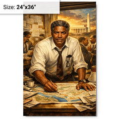 Bayard Rustin organizing the March on Washington metal print on a plain backdrop in size 24"x36".