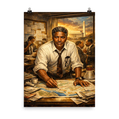 Bayard Rustin organizing the March on Washington poster on a plain backdrop in size 8"x10".