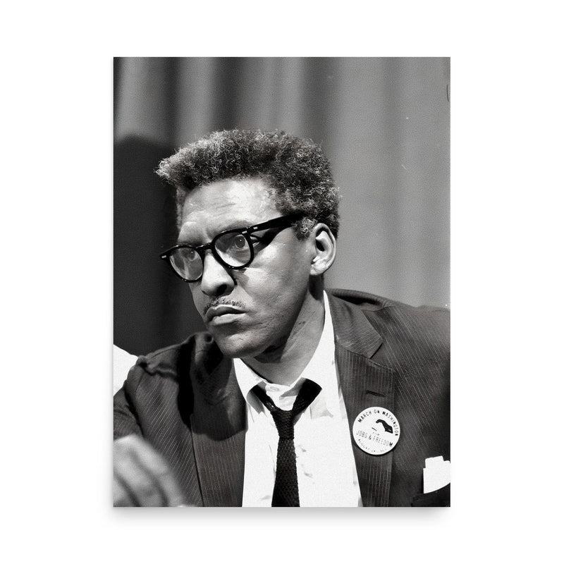 Bayard Rustin poster on a plain backdrop in size 18