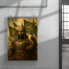 Baybars with falcon and Mamluk banners poster 4