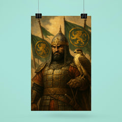 Baybars with falcon and Mamluk banners poster 6