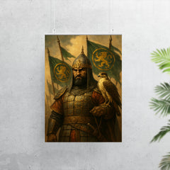 Baybars with falcon and Mamluk banners poster 7