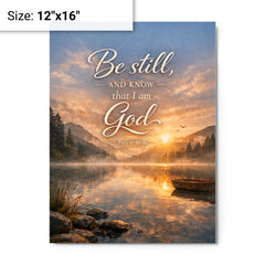 Be still and know that I am God Psalm 4610 metal print on a plain backdrop in size 12"x16".