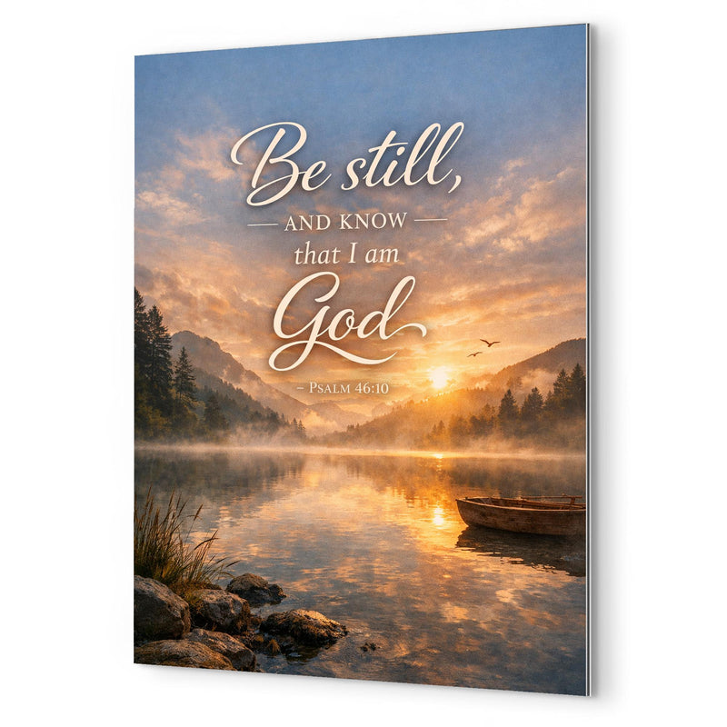 Be still and know that I am God Psalm 4610 metal print mockup