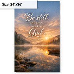 Be still and know that I am God Psalm 4610 metal print on a plain backdrop in size 24"x36".