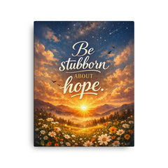 Be stubborn about hope canvas print on a plain backdrop in size 16"x20".