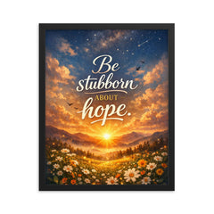 Be stubborn about hope framed print on a plain backdrop in size 16"x20".