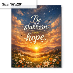 Be stubborn about hope metal print on a plain backdrop in size 16"x20".