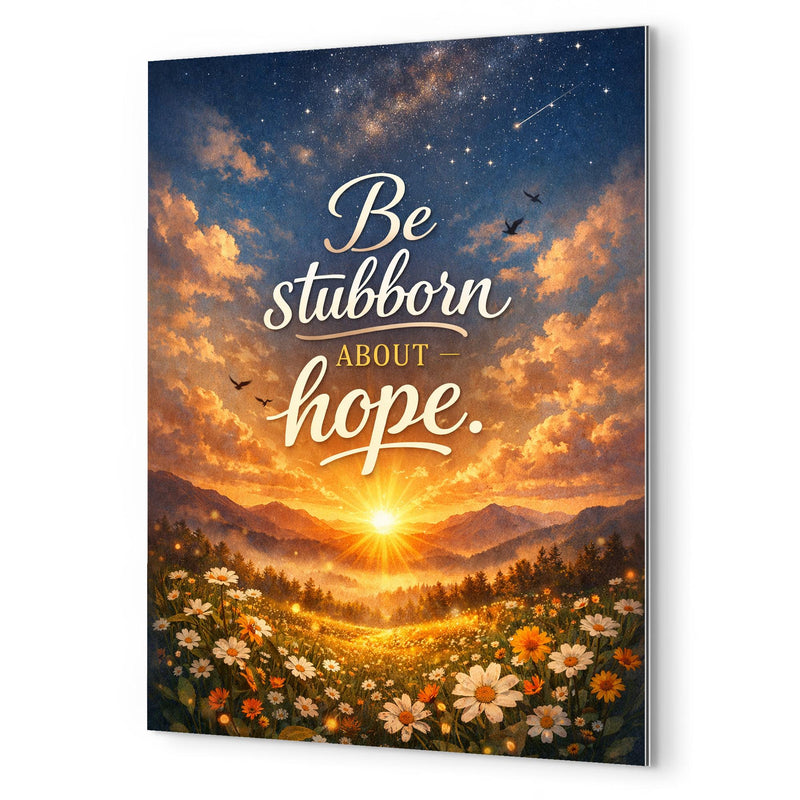 Be stubborn about hope metal print mockup