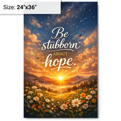 Be stubborn about hope metal print on a plain backdrop in size 24"x36".