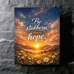 Be stubborn about hope metal print mockup