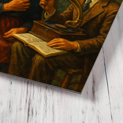 Béla Bartók collecting village songs metal print mockup