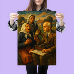 Béla Bartók collecting village songs poster 3