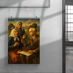 Béla Bartók collecting village songs poster 4