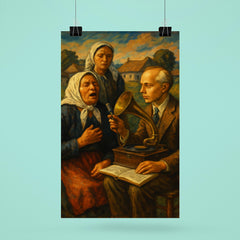 Béla Bartók collecting village songs poster 6