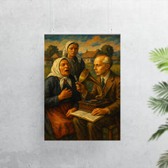 Béla Bartók collecting village songs poster 7