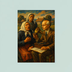 Béla Bartók collecting village songs poster 8