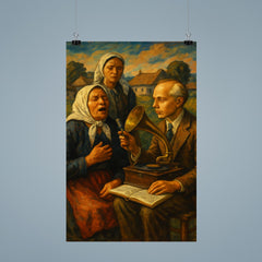 Béla Bartók collecting village songs poster 9