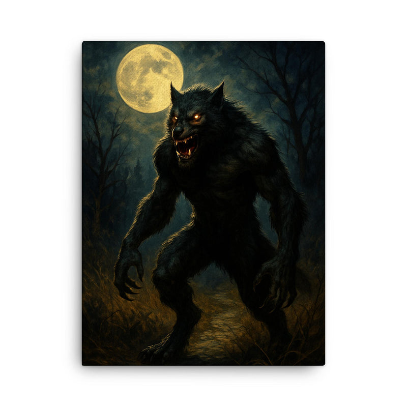 Beast of Bray Road Wisconsin USA canvas print on a plain backdrop in size 18