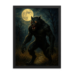 Beast of Bray Road Wisconsin USA framed print on a plain backdrop in size 18"x24".