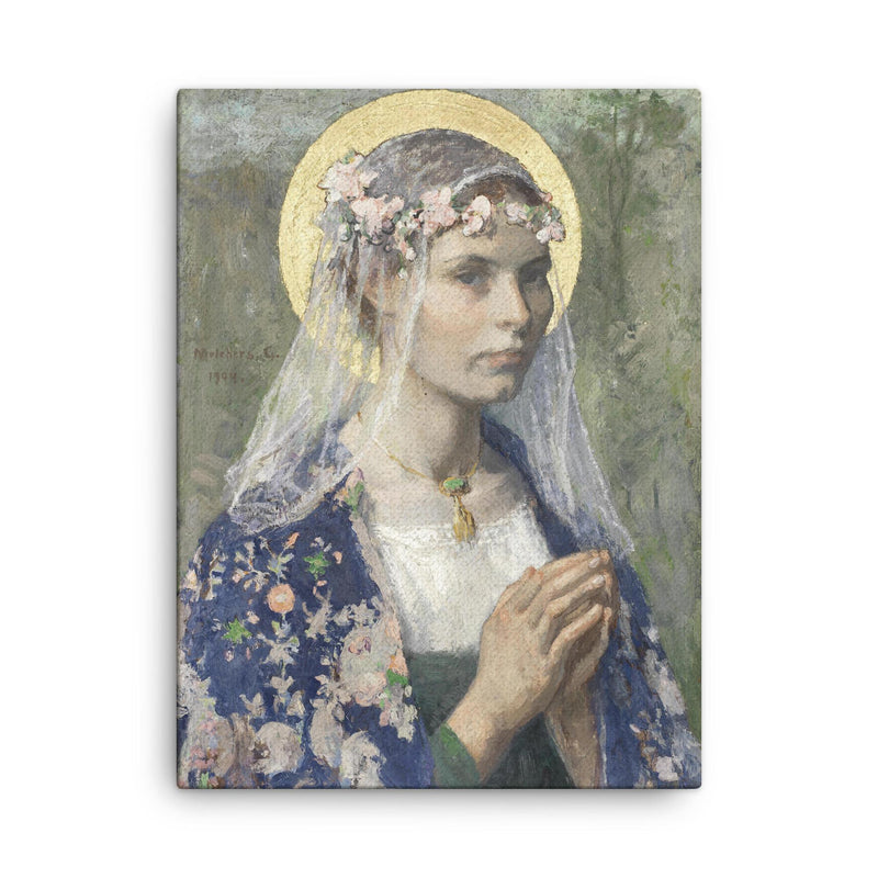 Beate Maria by Gari Melchers canvas print on a plain backdrop in size 18
