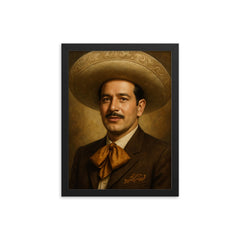 Beautiful portrait of Pedro Infante framed print on a plain backdrop in size 12"x16".