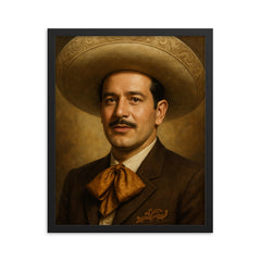 Beautiful portrait of Pedro Infante framed print on a plain backdrop in size 16"x20".