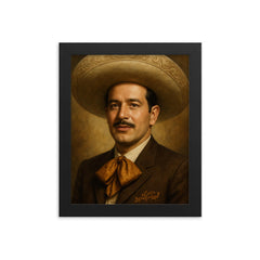 Beautiful portrait of Pedro Infante framed print on a plain backdrop in size 8"x10".