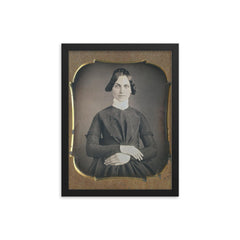 Beauty with a Raised Eyebrow, 1860s framed print on a plain backdrop in size 12"x16".