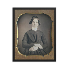 Beauty with a Raised Eyebrow, 1860s framed print on a plain backdrop in size 16"x20".