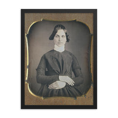 Beauty with a Raised Eyebrow, 1860s framed print on a plain backdrop in size 18"x24".