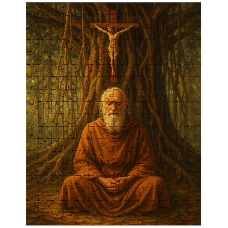 Bede Griffiths beneath banyan and crucifix jigsaw puzzle