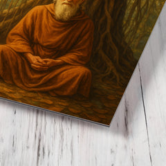 Bede Griffiths beneath banyan and crucifix metal print mockup