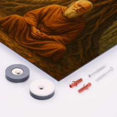 Bede Griffiths beneath banyan and crucifix metal print mockup
