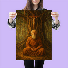 Bede Griffiths beneath banyan and crucifix poster 3