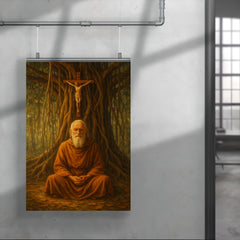 Bede Griffiths beneath banyan and crucifix poster 4