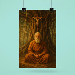 Bede Griffiths beneath banyan and crucifix poster 6