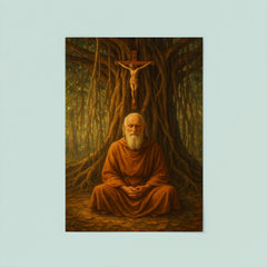 Bede Griffiths beneath banyan and crucifix poster 8