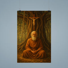 Bede Griffiths beneath banyan and crucifix poster 9
