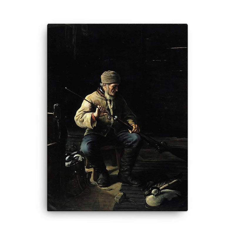 Before the Chase by Adolf von Becker canvas print on a plain backdrop in size 18
