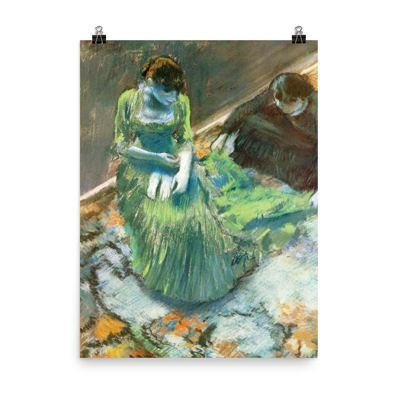 Before the Curtain Call by Edgar Degas, 1892 poster on a plain backdrop in size 8