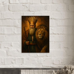 Bektashi dervish with lion and twelvefold crown metal print mockup