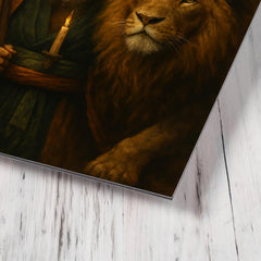 Bektashi dervish with lion and twelvefold crown metal print mockup