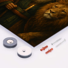 Bektashi dervish with lion and twelvefold crown metal print mockup
