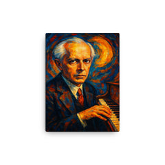 Bela Bartok canvas print on a plain backdrop in size 12"x16".