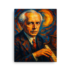 Bela Bartok canvas print on a plain backdrop in size 16"x20".