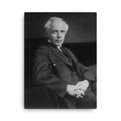 Bela Bartok canvas print on a plain backdrop in size 18"x24".