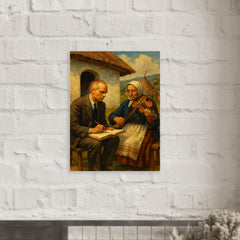 Bela Bartok collecting village melodies metal print mockup