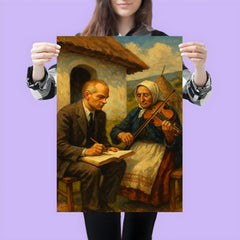 Bela Bartok collecting village melodies poster 3