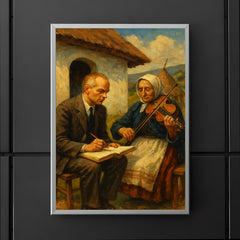 Bela Bartok collecting village melodies poster 5